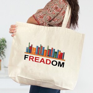 Freedom Tote Bag, Book Lover Bag, Librarian Bag, Gift For Bookworms, Readers Tote, Funny Teacher Bag