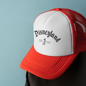 Disneyland Est 1955  Foam Mesh-Back Trucker Cap, Disneyland Cap, Disney Trip Hat, Matching Disney Vacation Cap, Disney Family Vacation Hat