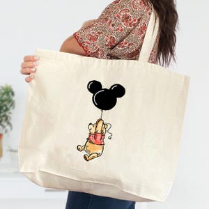 Winnie The Pooh and Friends Tote Bag, Winnie The Pooh Bag, Pooh Balloons Tote, Disney Pooh Bag, Cute Pooh Bear Tote
