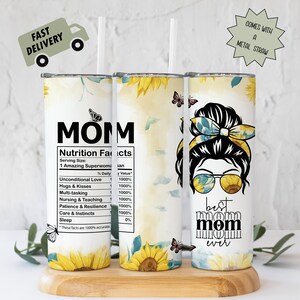 Personalized Mom Tumbler, Mother's Day Gift, Sunflower Mom Gift, Best Mom Ever, Stainless Steel Tumbler, Gift for Her, Travel Cup