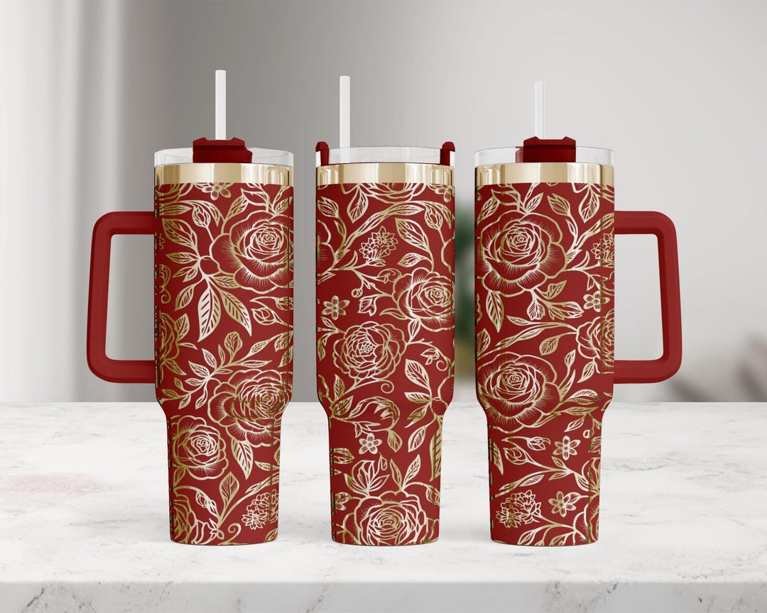 Rose Floral Laser Engraving Wrap Svg Dxf Eps Png Pdf Seamless 40 Oz ...