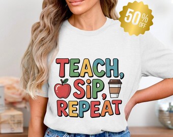 Enseignez la conception de sublimation de répétition de gorgée, le professeur SVG, la conception de tasse de café, la conception de t-shirt, téléchargement numérique 4500 x 5400px, 300 DPI, téléchargement immédiat