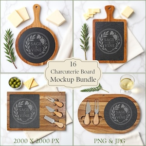 Charcuterie Board Mockup Bundle | Cheese Board PNG Mockup Templates | Grazing Board Flat Lay | Kitchen Photography Digital Download