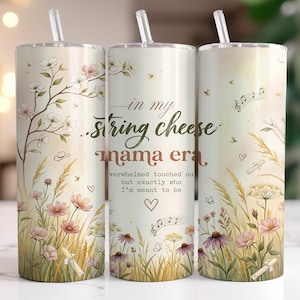 Envoltorio para vaso de queso en tiras Mama Era Floral, Acuarela de flores silvestres y cornejo, Regalo para el Día de la Madre, envoltorio delgado de 20 oz PNG