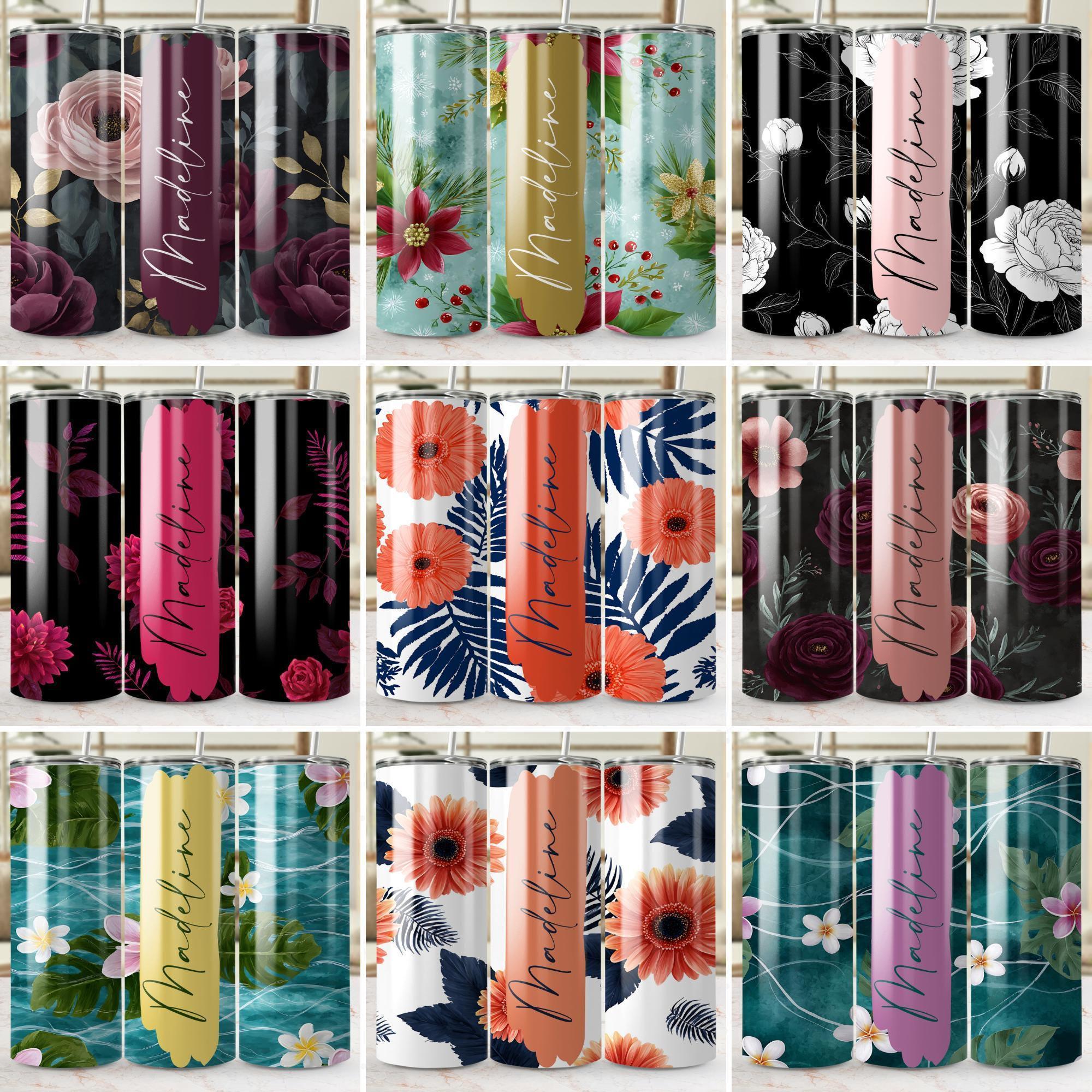 Floral Tumbler Wrap PNG Bundle 100 Designs 20oz | Seamless Add Your ...