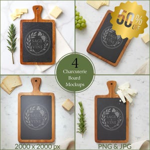 Charcuterie Board Mockup Bundle Digital Download Template Cutting Slate Insert Custom Design Wooden Serving Platter Display Product