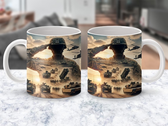 Patriotic Mug Wrap PNG | Military American Flag 11oz 15oz Sublimation | 4th of July Army Gift