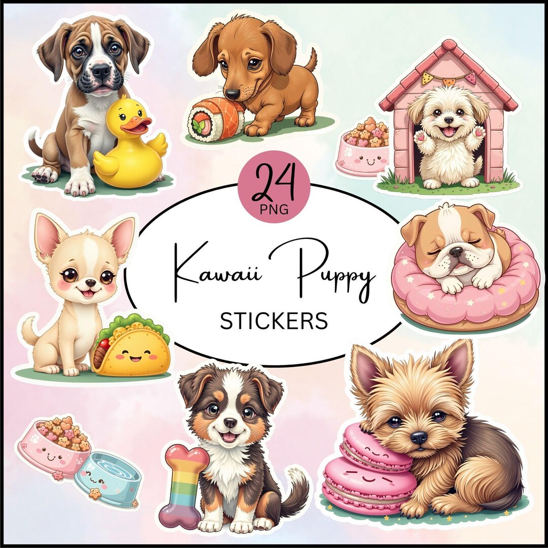 Kawaii Puppy Clipart Set: Dog PNG Stickers (commercial Use - Etsy