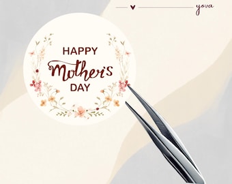 Mother's Day Sticker | Floral Round Label | Canva Template | Happy Mother's Day Gift Tag | DIY Printable Sticker