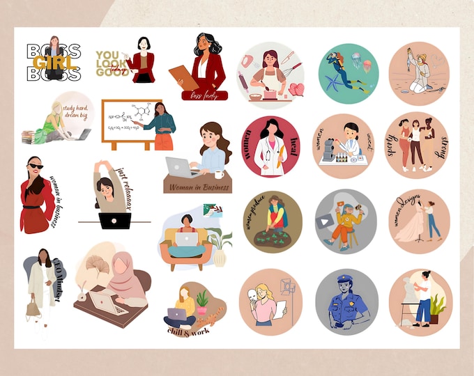 Woman On Computer Sticker Girl Power Printable Planner Stickers | International Women's Day Decor ...