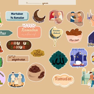 Paquete de pegatinas de Ramadán / Pegatinas islámicas para diario, arte digital y álbumes de recortes