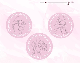 Mother's Day Thank You Sticker | Mom Appreciation Round Label | Printable Sticker Sheet | Mother's Day Gift Tag | SVG Files