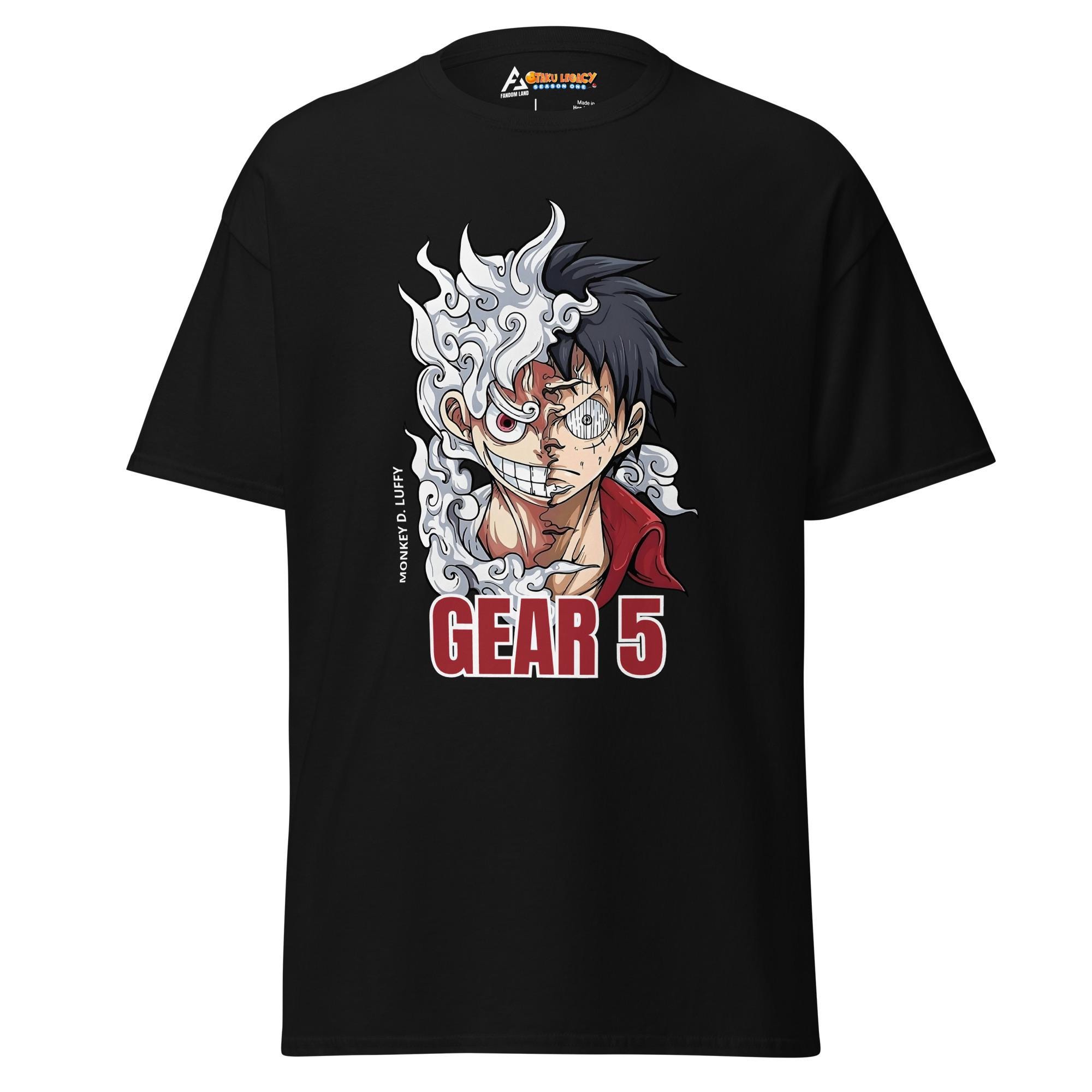 One Piece Luffy Gear 5 Split T-shirt, Retro Anime Transformation