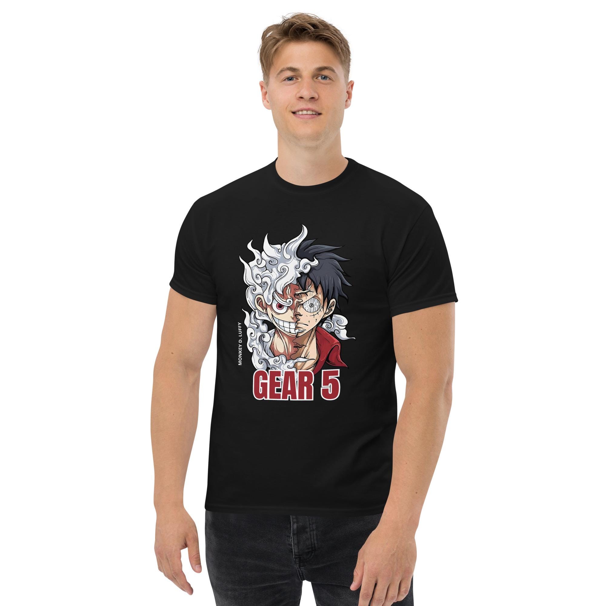 One Piece Luffy Gear 5 Split T-shirt, Retro Anime Transformation