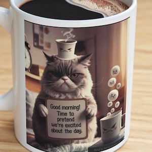 Ceramic Coffee Cup Cat Mug | Cute Cat Lover Gift | Funny Coffee Mug 11oz | Unique Cat-Themed Cup  - Sarcastic Humor Mug - Funny Cat Mug