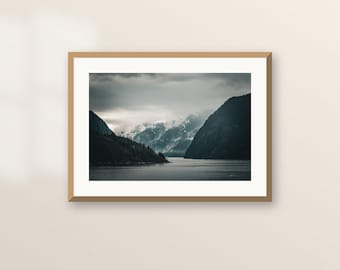 Fjord Under Low Clouds Printable | Alaska Mountain Digital Download