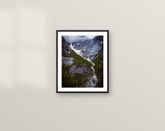 Glacier Waterfall Printable | Alaska Fjord Digital Download