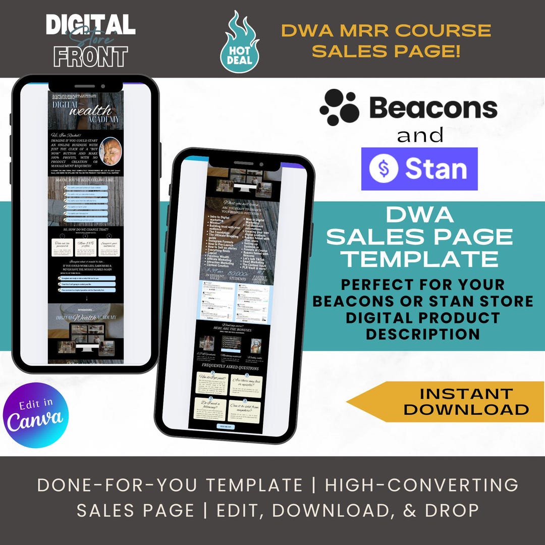 DWA Beacons Stan Store | Sales Page Template Website- Blue ...