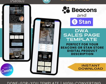 DWA Baken Standard Shop | Sales Page Template Website- Blau | Personalisierbar in Canva | Digitale Produkte | Soziale Medien | Verkauf