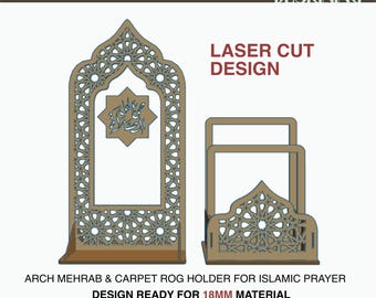 Laser cut design for Islamic arch as a Mihrab corner for prayer and carpet rog holder, prayer corner,Laser cut Ready SVG/DXF, laser cut file