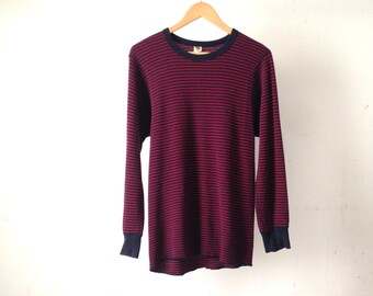 vintage GRUNGE oversize striped 90s vintage slouchy THERMAL blue & red nirvana style shirt