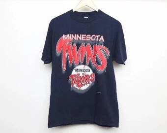 t-shirt de baseball vintage MINNESOTA TWINS des années 1990 vintage mlb BASEBALL bleu et rouge t-shirt des années 90 vintage des années 90 -- taille moyenne