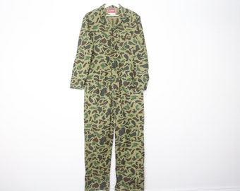 vintage camo COVERALL overall jumpsuit boiler suit vintage camo -- size Small