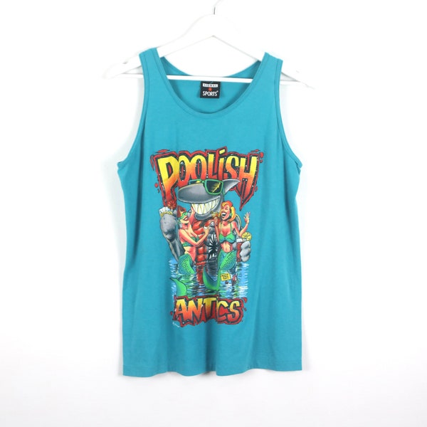 vintage POOLISH oversize slouchy FLORIDA MAN size large men's 80s 90s vintage muscle tank top - size medium