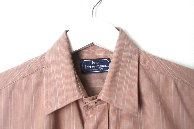 vintage STRIPED mauve pinstriped men's vintage button up size small mens shirt image 3