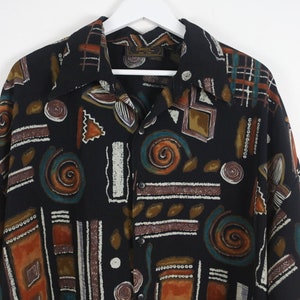 vintage 1990s paisley COLOR block men's all over 90s red & blue print button down shirt men's size extra large image 2