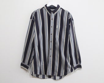 vintage 1990s y2k striped RALPH LAUREN button down vintage men's military button down shirt -- size large