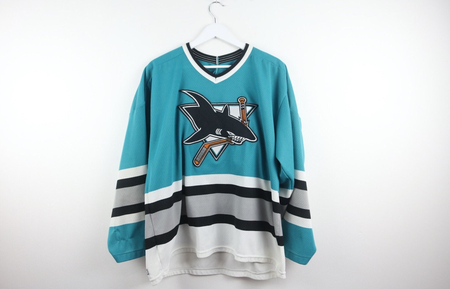 Vintage San Jose Sharks Jersey 90's CCM NHL Hockey - Depop