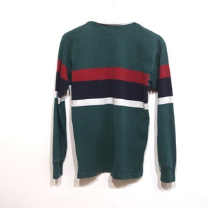 vintage 1980s LL Bean long sleeve henley BIG stripe RUGBY shirt men's size extra small image 3