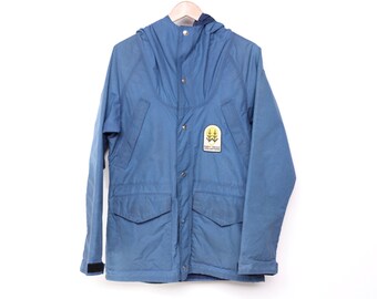 vintage 1980s men's PARKA gortex forest service volunteer BLUE rain jacket 80s made in the USA hoodie coat-- size medium