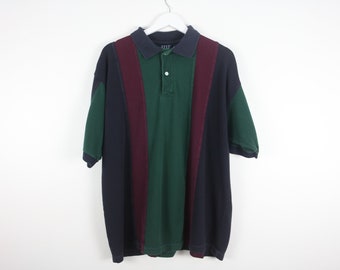 vintage POLO henley short sleeve henley COLOR block grunge size LARGE men's shirt -- men's size large