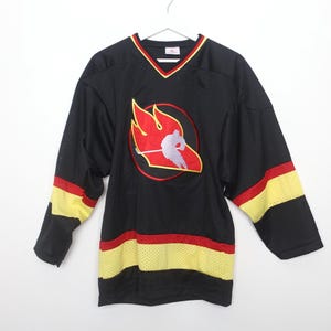 vintage y2k FLAMES style HOCKEY jersey vintage 90s y2k mesh jersey shirt -- size small - FREE shipping U.S.A
