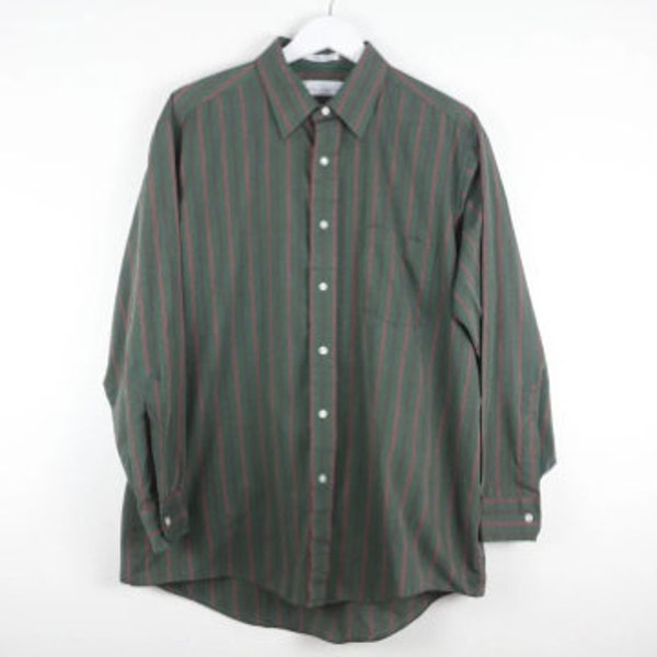 vintage STRIPED green & gold men's vintage boxy button up --size xl mens shirt