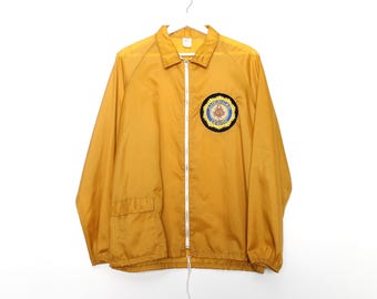 vintage mustard YELLOW American Legion 1950s 60s windbreaker jacket -- size large -- Free Shipping U.S.A