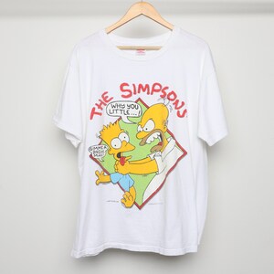 vintage 1990 Bart & Homer Simpson boxy wit origineel THE SIMPSONS-T-shirt -- maat xl