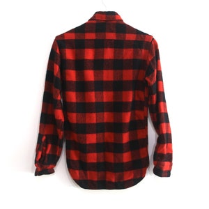vintage mid-century 1960s red & black FLANNEL vintage size extra small button shirt coat men's size XS image 4