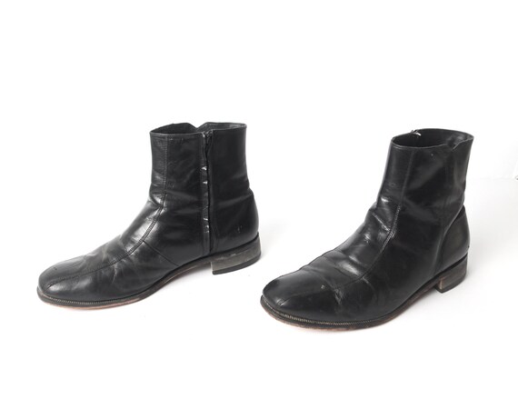 Mens Size 13 Black Chelsea BEATLE Boots Leather 1960 s 70s Ankle Boots Men s Size 13 Etsy Canada