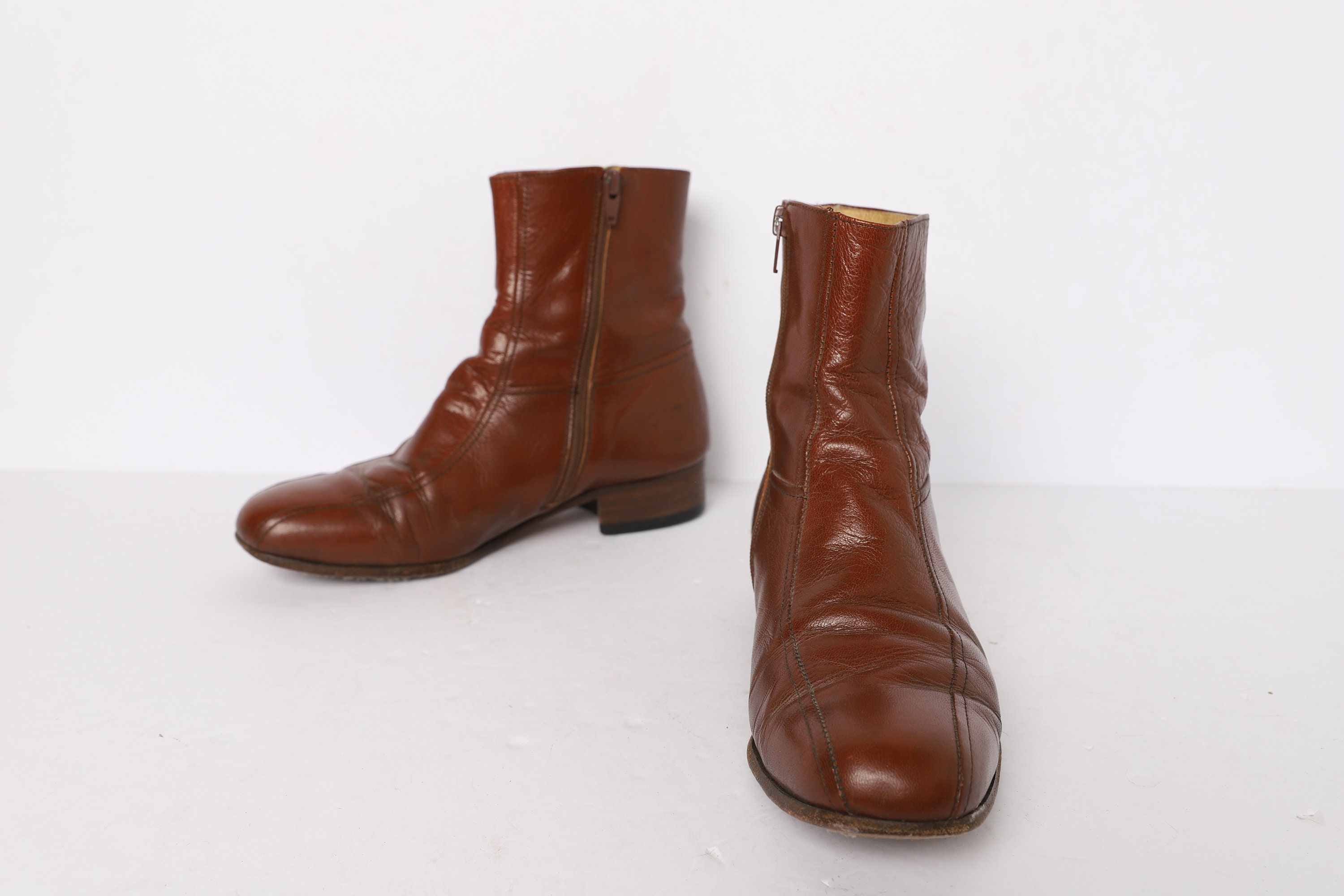 MEN'S Size 7 1/2 CHELSEA Leather Boots 70s 80s Zipper - Etsy