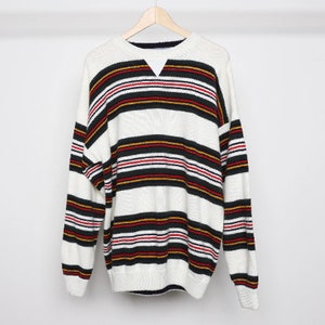 vintage men's color block RUGBY slouchy STRIPED oversize sweater -- size xl