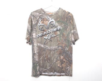 vintage 90s y2k REAL tree CAMOUFLAGE camo brown & green vintage men&#39;s vintage camo t-shirt - Size Large - FREE shipping U.S.A