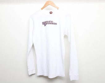 vintage HARLEY DAVIDSON white thermal 2001 H-D y2k biker cotton t-shirt -- Size large
