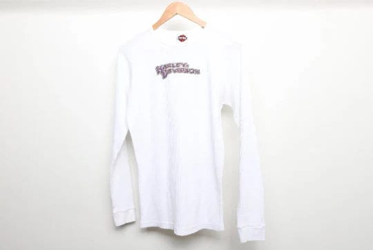 Vintage HARLEY DAVIDSON White Thermal 2001 H-D Y2k Biker Cotton T