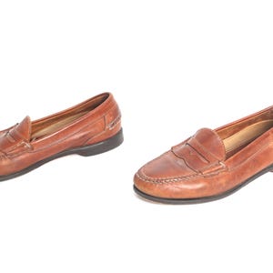 vintage brown LEATHER 1980s men&#39;s PENNY loafer shoes vintage size 11.5 men&#39;s shoes -- FREE shipping U.S.A.