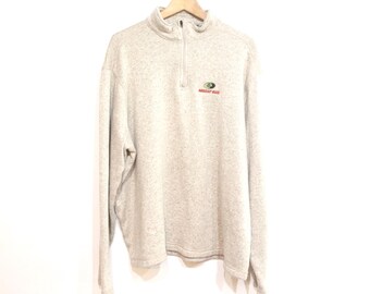 vintage MOSSY OAK baggy oversize FLEECE beige 1990s y2k men's vintage fleece -- size  X.L. - Free Shipping U.S.A