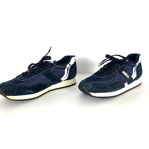 vintage 1970s 80s deadstock GO Casual brand men's size 8.5 running shoes BLUE & white vintage sneakers tennis shoes - FREE shipping U.S.A.