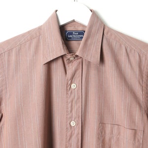 vintage STRIPED mauve pinstriped men's vintage button up size small mens shirt image 2